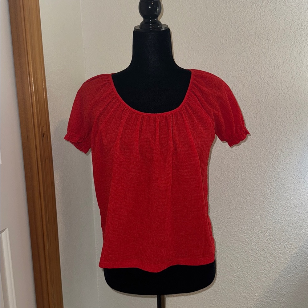 Madewell Vibrant Red Textured Top